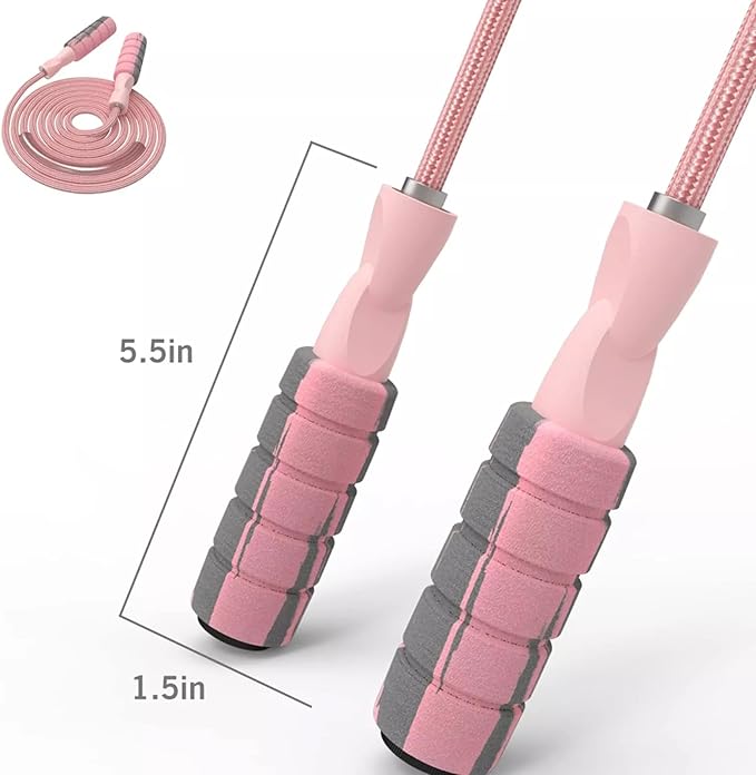 Jump Rope Cotton Adjustable Skipping Weighted jumprope for Women，Adult and Children Athletic Fitness Exercise Jumping Rope (Pink)