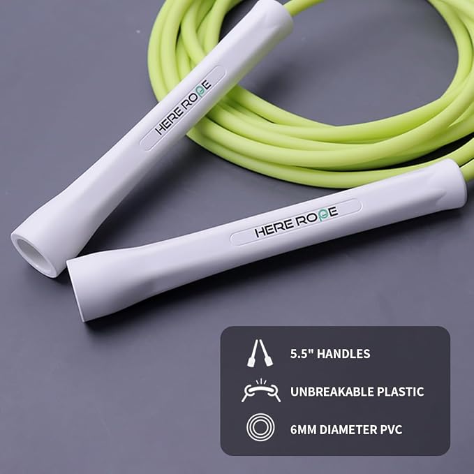 Hererope 6MM PVC Jump Rope for Men & Women Fitness, Speed, Tricks, Cardio Training, Boxing Jump Rope with Unbreakable Handles and Non-Kinking Skipping Rope, Adjustable Jumprope for Indoor Outdoor