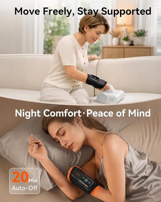 MAXease Cordless Heated Wrist Brace for Pain Relief, Warmer & Massager for Carpal Tunnel & Arthritis, Wrist Heating Pad with Splint for Hand Joint & Night Support, FSA&HSA, Size S, Right