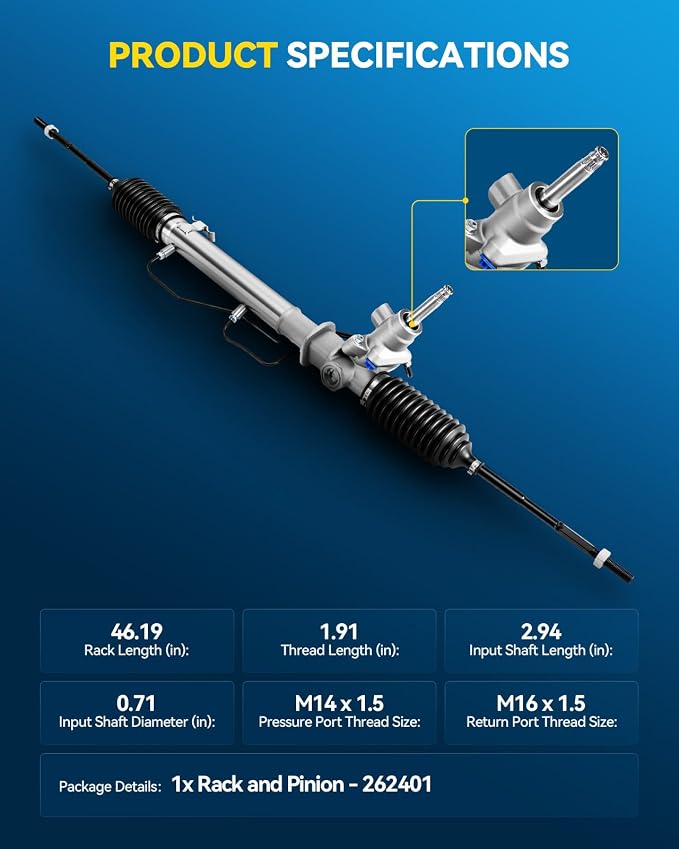 PHILTOP Hydraulic Power Steering Rack and Pinion Replacement For 2000-2004 Outback, 2003 Baja, 2004-2006 Baja 2.5L Replace 26-2401