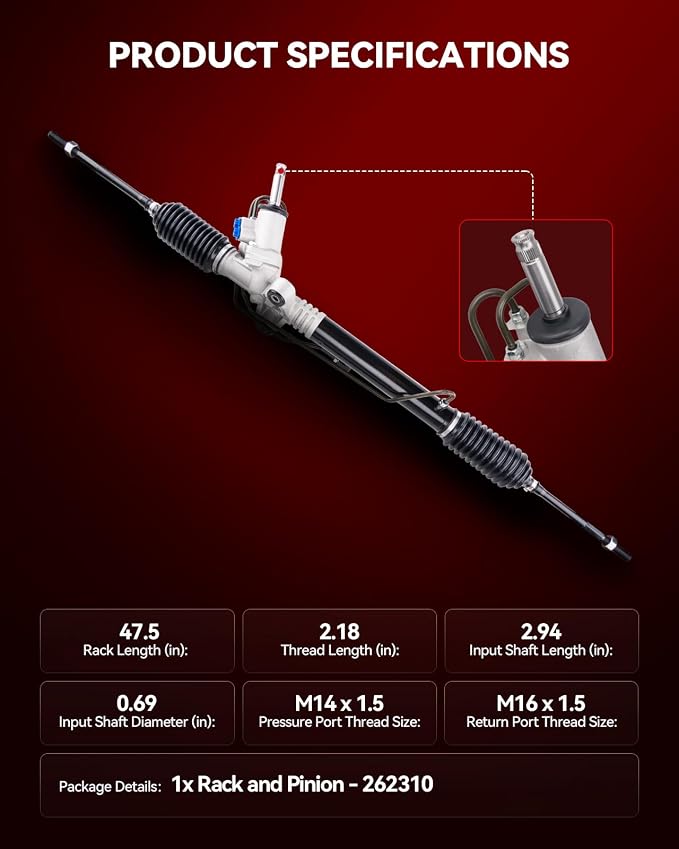 Torchbeam Power Steering Rack & Pinion Assembly Fit for 2005-2009 Outback/Legacy, 2008-2009 Impreza, Hydraulic System Steering, Replaces OEM 26-2310