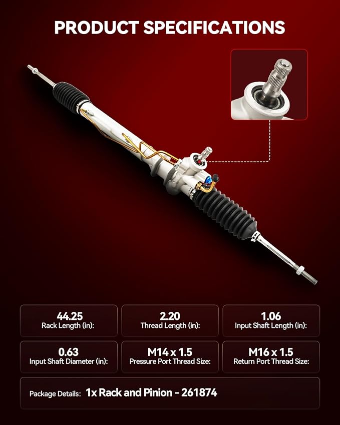 Torchbeam Power Steering Rack & Pinion Assembly Fit for 1991 1992 1993 1994 Sentra 1.6L(USA Built), Hydraulic System Steering, Replaces OEM 26-1874