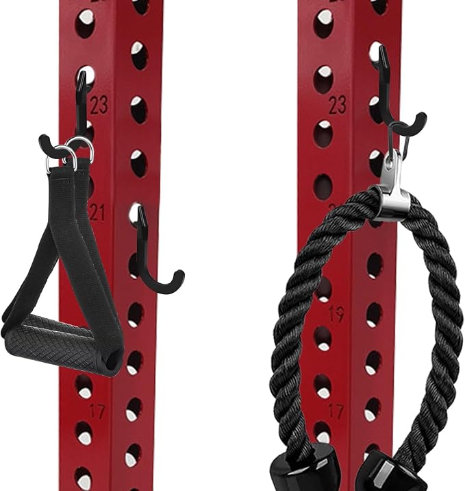 8PSC Power Rack Attachments Hooks,Squat Rack Accessories Hook,DIY Storage Hook for Resistance Bands Barbell Collars and Gym Accessories (2PCS-Black)