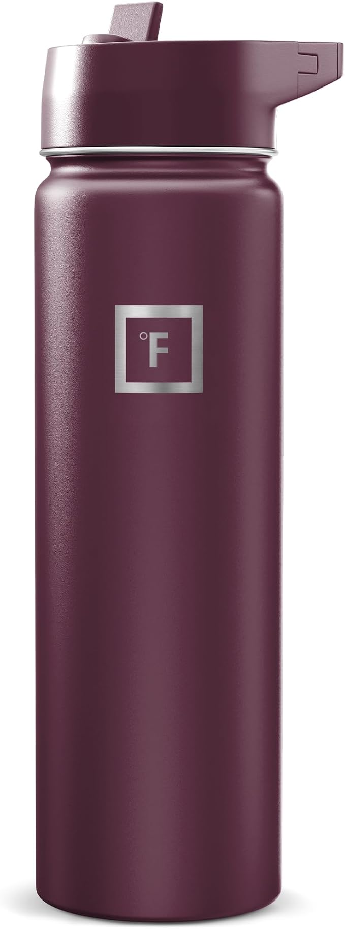 IRON °FLASK 24 oz Wide Mouth Water Bottle with Straw | Insulated Stainless Steel Sports Water Bottle with Leakproof Straw Lid - BPA Free, Cold 24 Hrs, Sweat Free (Burgundy)