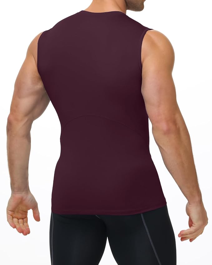 Mens Sleeveless Compression Shirt Athletic Workout Tank Top Quick Dry Muscle Base Layer Undershirt Gym Running