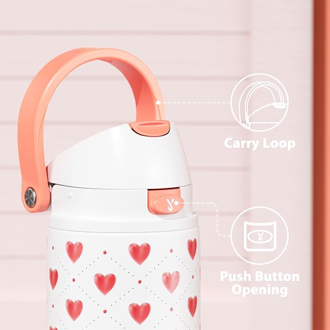 24 oz Valentine's Day Water Bottle: Meoky Stainless Steel Water Bottle with Straw and Spout Lid - Leak Proof, Cold for 24 Hours, Fits in Car Cup Holder, BPA-Free for Her Women Girls, Amora