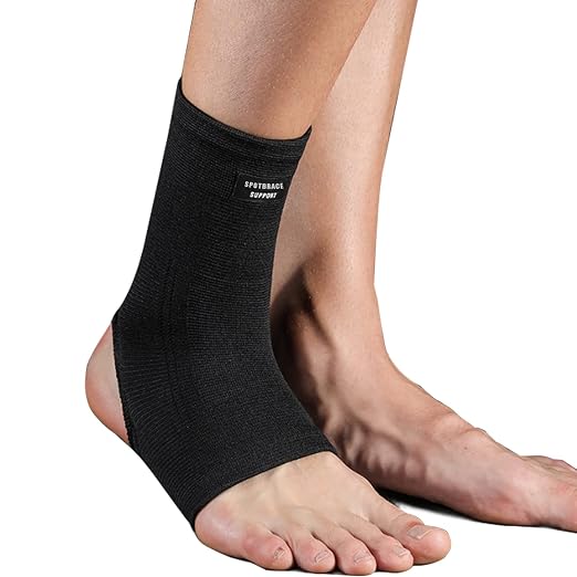 SPOTBRACE Ankle Brace Compression Sleeve, Ankle Support For Women Men 2Pack | Elastic, Open Heel, Black, Breathable, Thin, Soft, Foot Compression Sock Wrap for Swelling, Plantar Fasciitis, Sprain, Size S