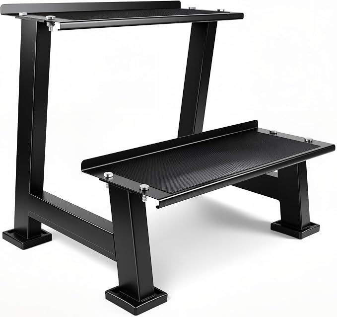 Kettlebell Storage Rack with Anti-Slip Pads, 2-Tier Weight Racks, Kettlebell Stand, Dumbbell and Kettlebell Rack for Home Gym Use