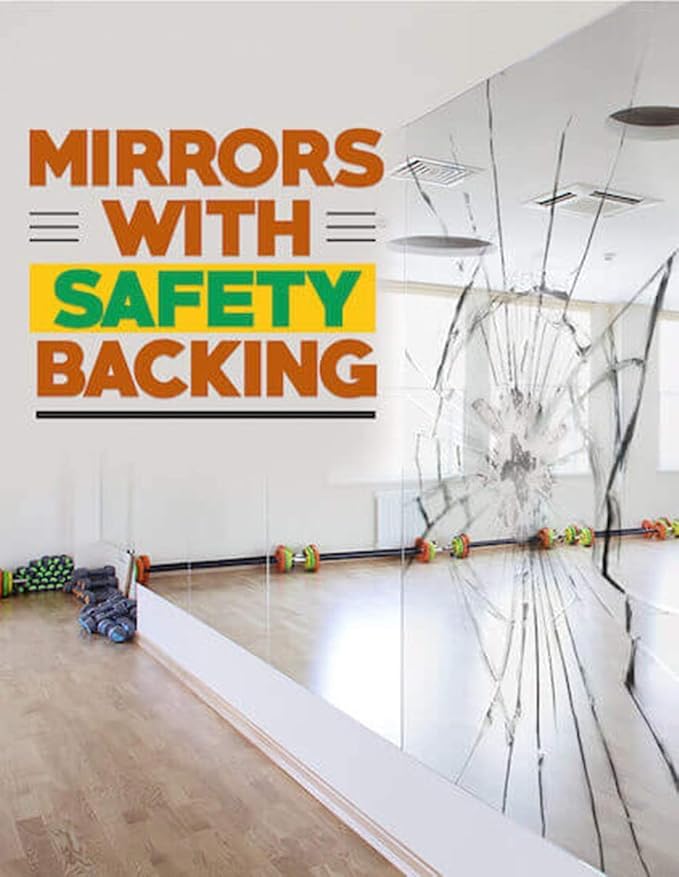 Fab Glass and Mirror Large Gym Mirror for Home Gym 48x60 - Full Length HD Tempered Glass Wall Panel - Professional Workout Display with Safety Backing - 1/4 Inch Commercial Grade
