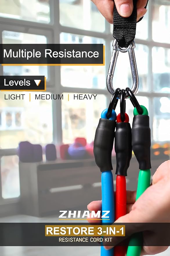 Resistance Bands with Handles, Exercise Bands with Handles, Door Anchor | Physical Therapy & Rehab, Home Workout Pilates Yoga, Non-Slip Handles, Portable Travel, TPE