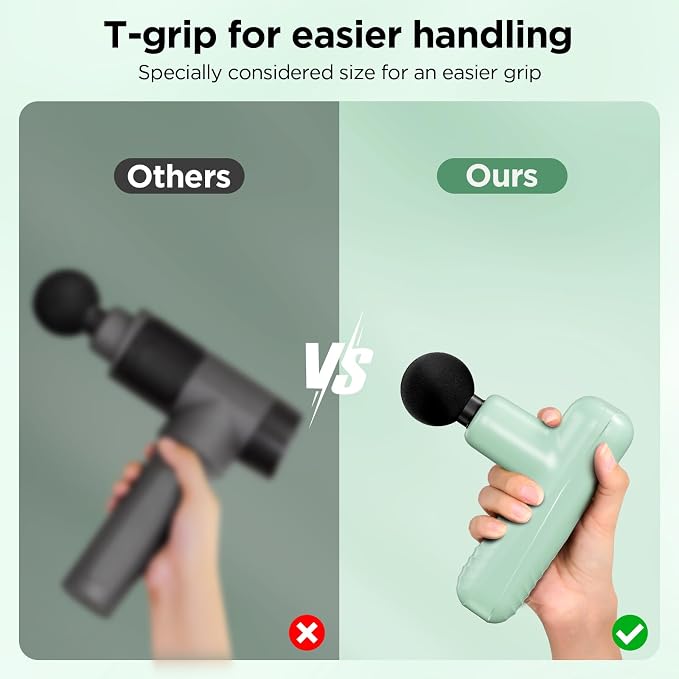 Mini Massage Gun, Powerful Handheld Muscle Massager for Muscle Relaxation, Deep Tissue Percussion Small Massage Gun Travel Massager with 4 Massage Heads Silent Brushless Motor, Green