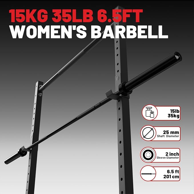 PAPABABE 4ft/5ft/6ft/6.5ft Barbell 2" Short Barbell for Strength Training | 4ft/5ft/6ft/6.5ft Straight Barbell, Womens Olympic Bar with Moderate Knurling for Squats Curls Deadlifts, Weightlifting