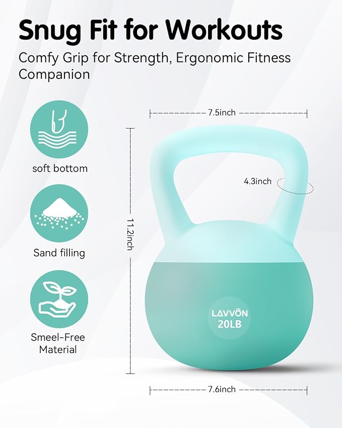 Soft Kettlebell - Cushioned Impact-Resistant Base and Anti-Slip | Kettle bell Anti-Slip Grip Weight for Home Workouts, Safe Strength Training Kettlebells Sets for Women& Men - Non-Slip Gloves