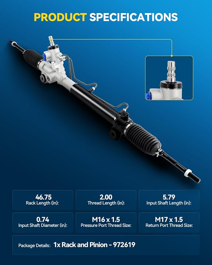 PHILTOP Power Steering Rack and Pinion Compatible with Toyota Sienna 2004 2005 2006 2007 2008 2009 2010 All Models, Hydraulic Rack and Pinion Replace 97-2619