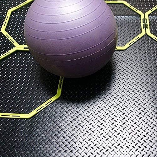 Rubber-Cal Diamond-Plate Rubber Flooring Roll - 3 mm x 4 ft x 1.5 ft Roll - Black