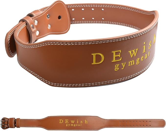 Leather Weightlifting Belt, 10 Adjustable Holes, 4”Width, Double Prong Power Belt for Gym Bodybuilding, weightlifting, powerlifting, squats and deadlifts