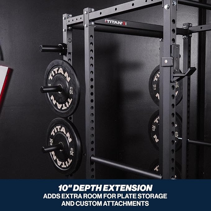 Titan Fitness T-2 Series Power Rack Extension Kit, 12-Gauge Steel Uprights, Bolt-Together Rack Expansion for Home Gym with Weight Plate Holders