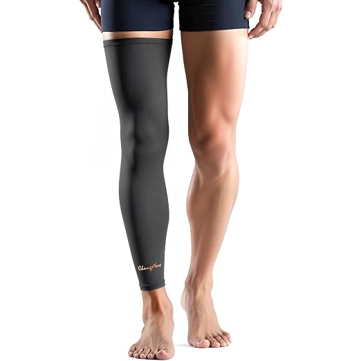 Copper Leg Compression Sleeve Ultra Breathable Full Leg Compression Sleeve | for Pain Relief,Arthritis,Muscle Recovery,Swelling,Inflammation,Leg Sleeve for Thigh,Calf,Knee,Men & Women(Black, Large)