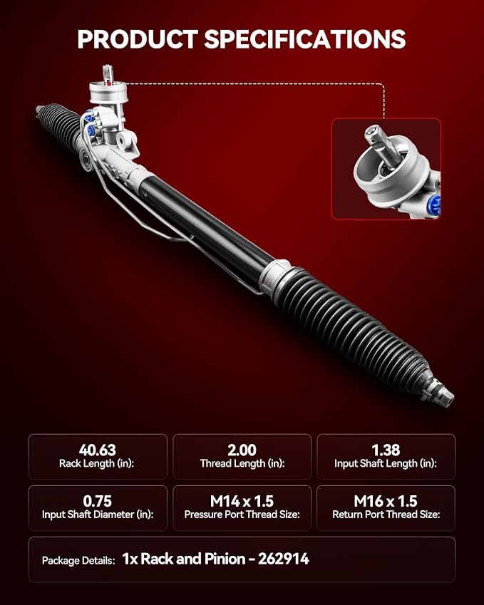 Torchbeam Power Steering Rack & Pinion Assembly Fit for 2002-2006 A4 Quattro 1.8/3.0L, 2002-2006 A4, Hydraulic System Steering, Replaces OEM 26-2914