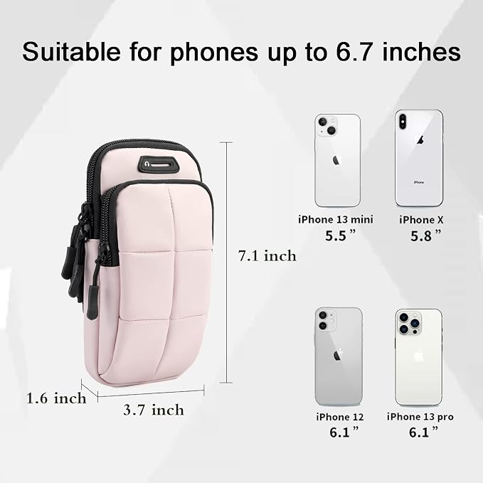 Prime Comfort Phone Holder, Arm Bands for Workout, Use for Running, Walking, Hiking & Biking (Pink)