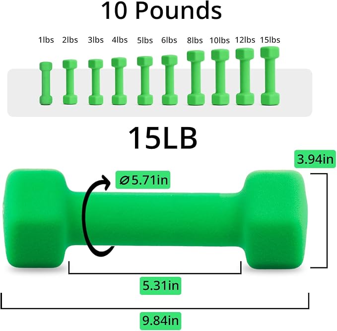 Portzon 8 Colors Options Compatible with Set of 2 Rubber Dumbbell Weight, 5-50 LB, Anti-Slip, Anti-roll, Hex Shape