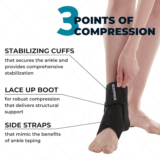 Bodyprox Ankle Brace for Women and Men (Small), Lace Up Ankle Support Brace Stabilizer For Sprained Ankle