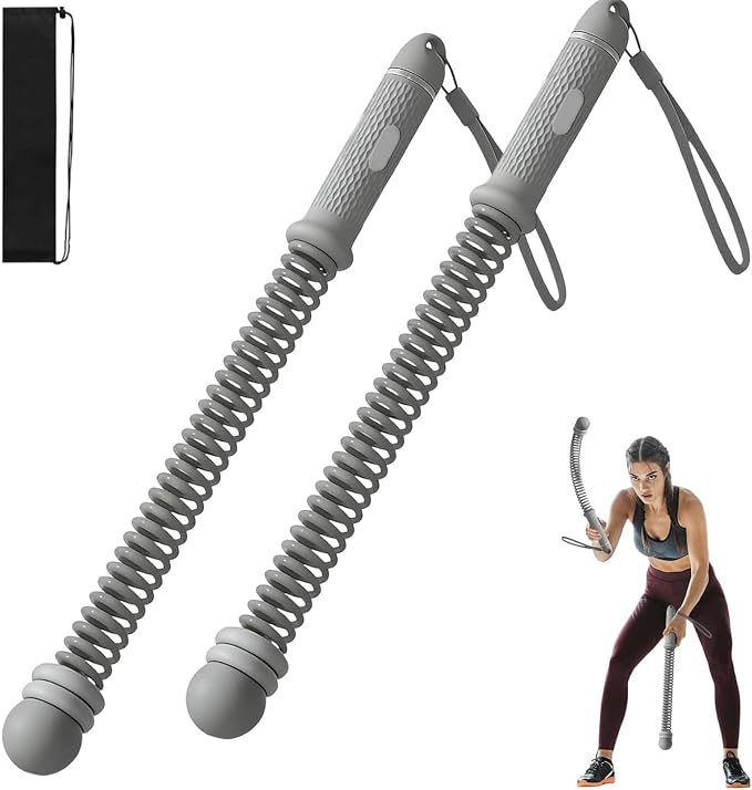 Adjustable Ropeless Battle Rope Trainer, Cordless Spring Fitness Rope for Home & Gym, Heavy Duty Cordless Battle Rope with Storage Bag, Strength & Conditioning (Gray)