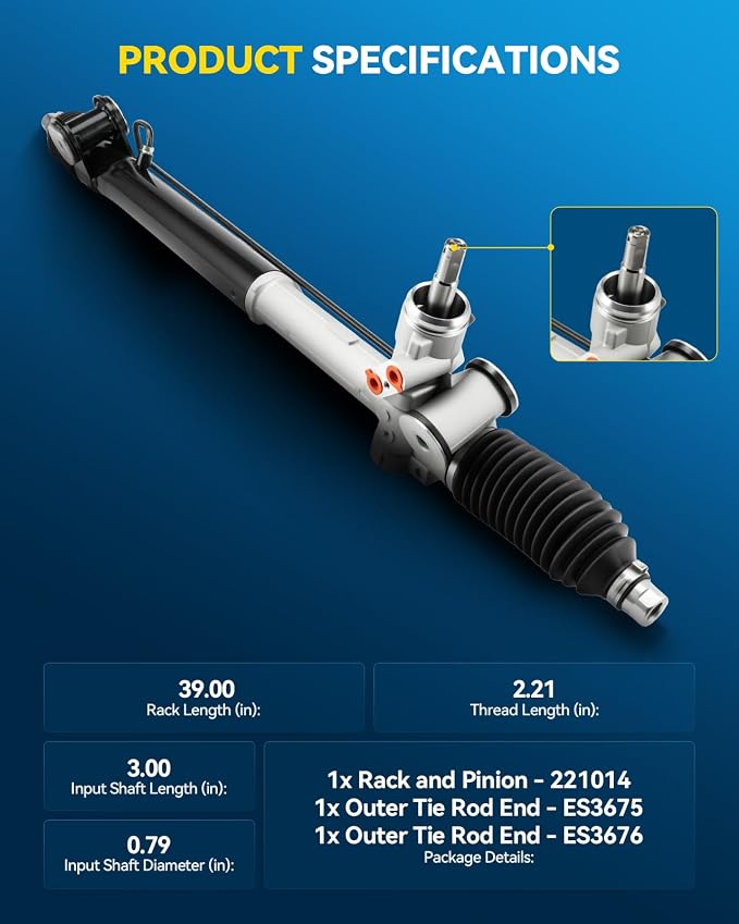 PHILTOP Power Steering Rack and Pinion Assembly for Trailblazer, Envoy | Trailblazer EXT, Envoy XL, Rainier, Envoy XUV, Bravada, Ascender, 9-7x, with Outer Tie Rod Ends Replace