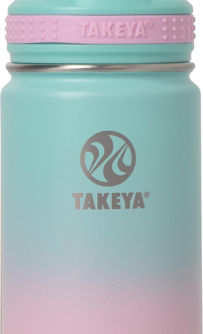 Takeya 18 oz Actives Stainless Steel Water Bottle with Straw Lid – Leakproof, Double-Wall Insulated, Keeps Drinks Cold 24 hrs/Hot 12 hrs, BPA-Free, Powder-Coated, Gym & Travel, Ombre Dream