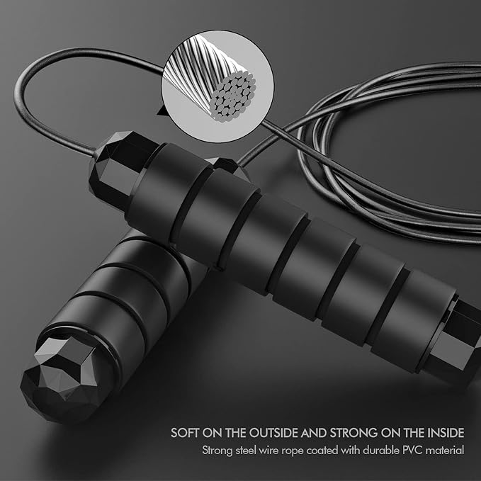 Jump Rope, Tangle-Free Rapid Speed Jumping Rope Cable with Ball Bearings for Women, Men, and Kids, Adjustable Steel Jump Rope with Foam Handles for Home Gym Exercise Fitness Workout Equipment & Slim Body