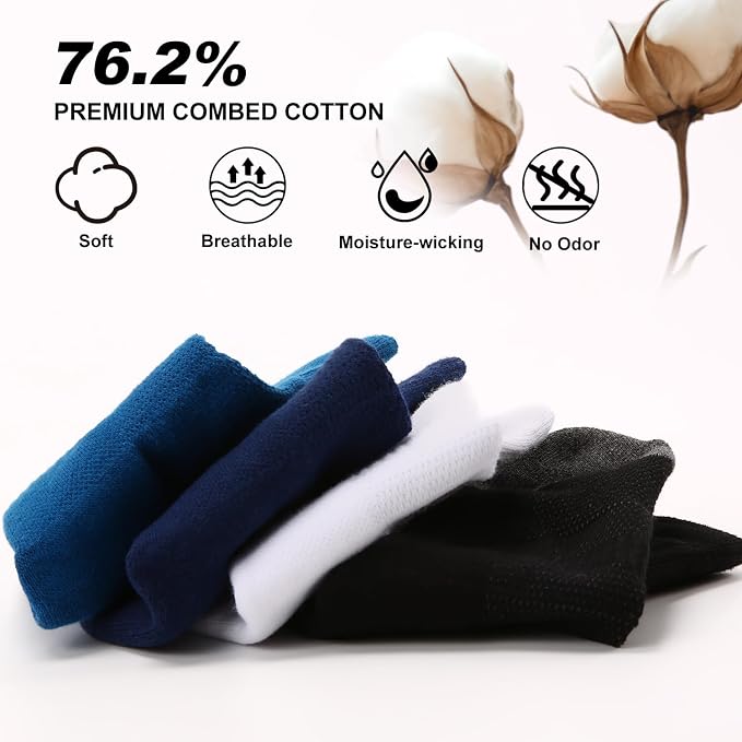 FITRELL 6 Pack Men's Athletic Ankle Socks Cushioned Sports Running Socks 7-9/9-12/12-15