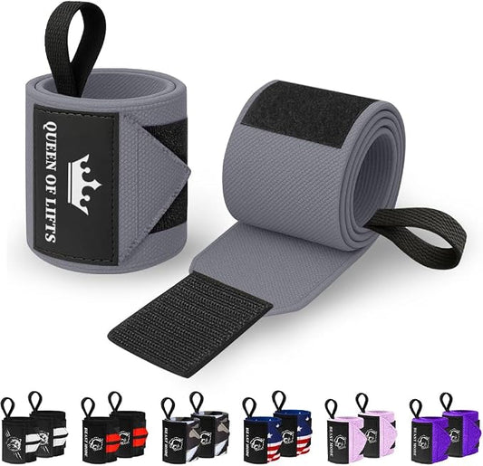 TECEUM Elastic Cotton Weightlifting Wrist Wraps with Thumb Loops, 1 Pair