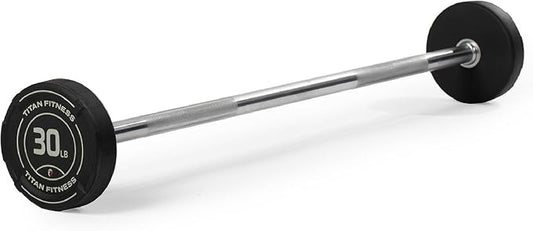 Titan Fitness Rubber Curl Fixed Barbells, Pre-Loaded Weight Bar for Strength Training & Weightlifting