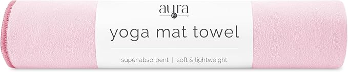 S&T INC. Aura Microfiber Yoga Mat Towel, 26.5" x 72", Pink | Soft and Absorbent, Quick-Dry for Gym, Pilates, and Hot Yoga, Compact for Gym Bag, Machine Washable
