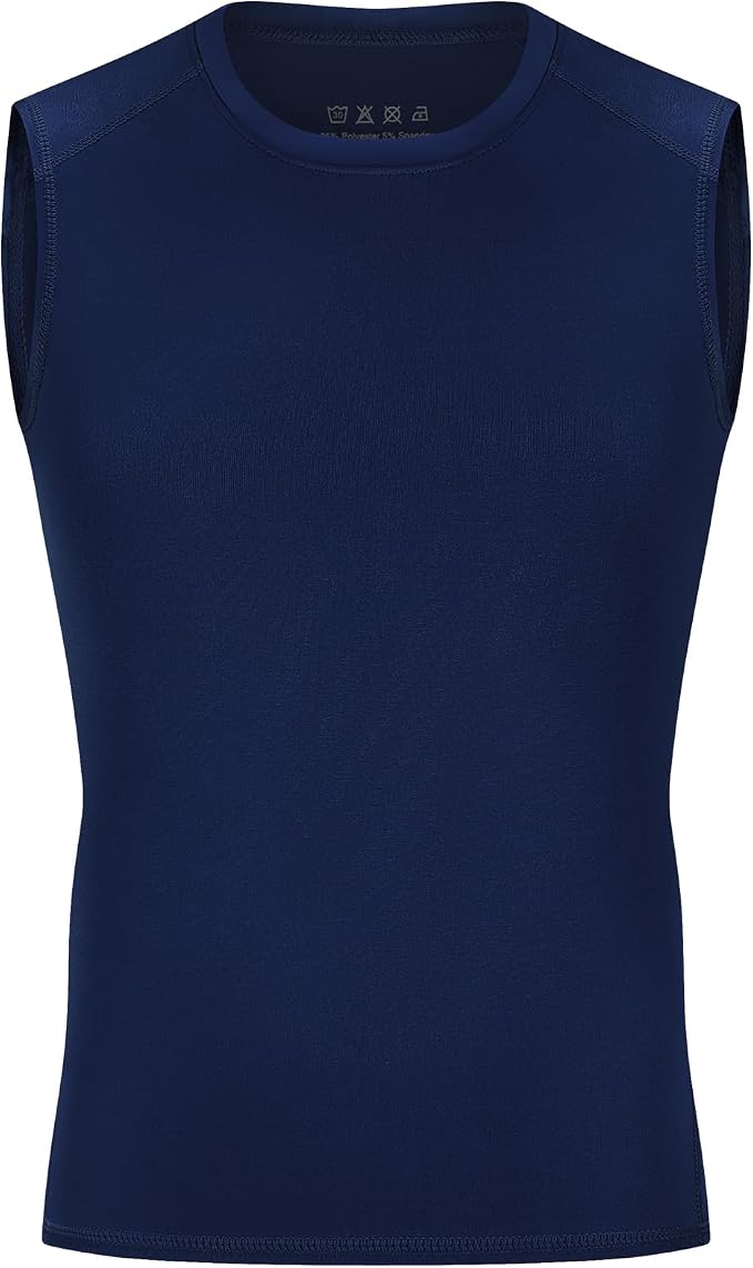 Youth Boys Sleeveless Compression Shirt Basketball Football Undershirt Quick Dry Kids Athletic Tank Tops for Workout