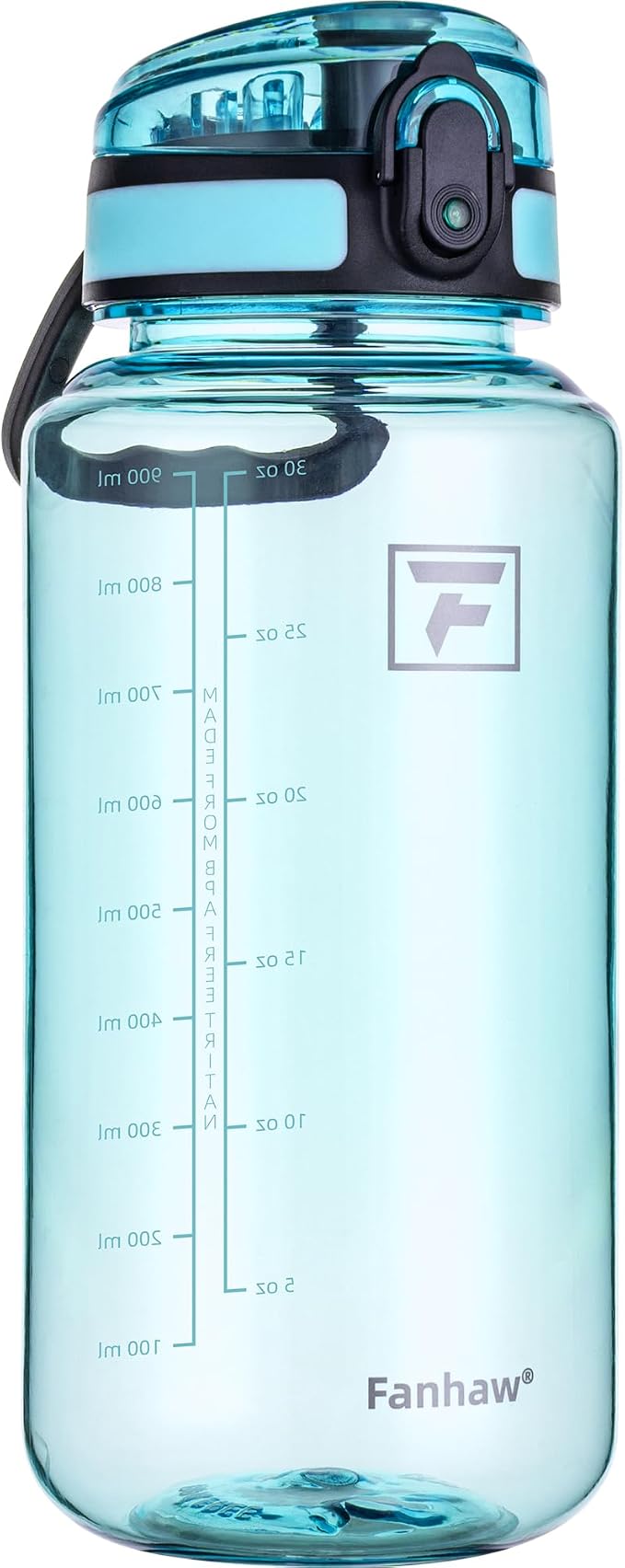 Fanhaw 32 Oz Clear Tritan Water Bottle, BPA-Free & Leak-Proof, Wide Mouth with Anti-dust Chug Lid, Reusable Plastic Bottle for Gym, Travel, School & Office, Back to School Essentials (Baby Blue)