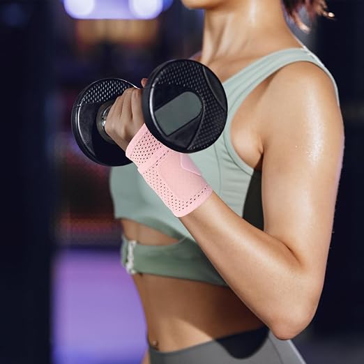 2 Pack Ultra-Thin Mesh Wrist Brace - Breathable Compression Wrist Support for Workouts & Daily Use - Adjustable Wrist Strap - Unisex Wrist Brace for Pain Relief, Tendonitis, Carpal Tunnel (Pink)