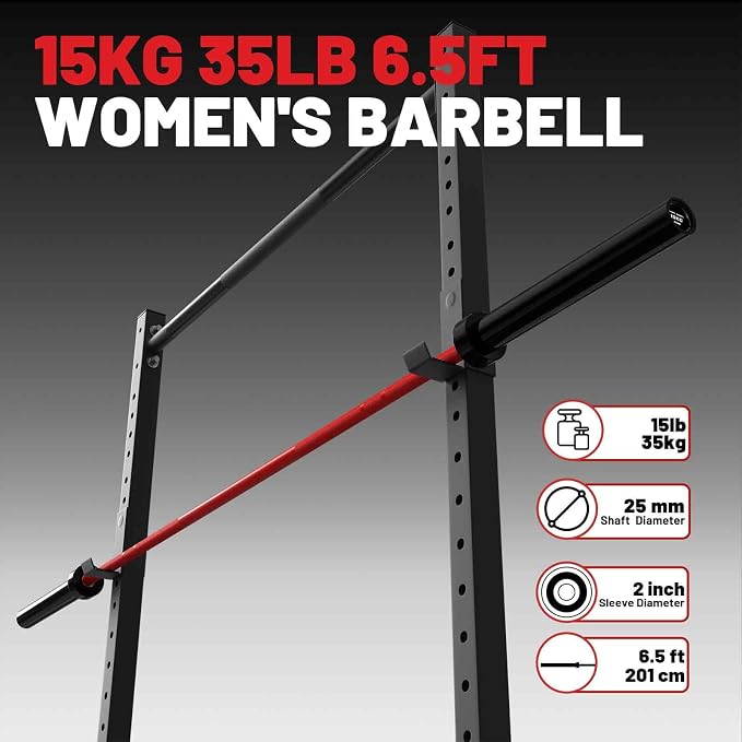 PAPABABE 4ft/5ft/6ft/6.5ft Barbell 2" Short Barbell for Strength Training | 4ft/5ft/6ft/6.5ft Straight Barbell, Womens Olympic Bar with Moderate Knurling for Squats Curls Deadlifts, Weightlifting