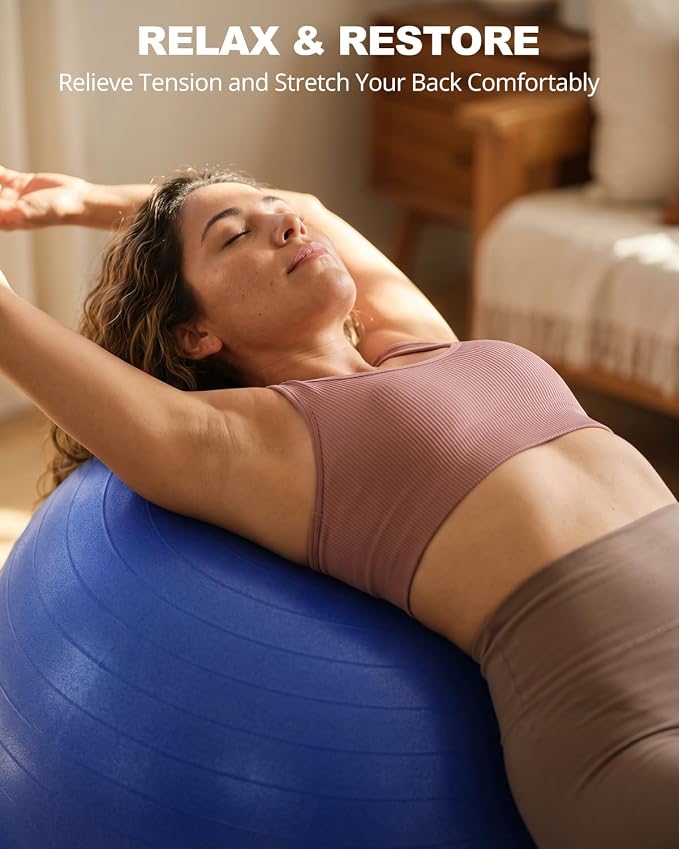 Trideer Yoga Ball for Exercise, Pilates, Core & Balance Training, Stability Ball for Pregnancy & Birthing Prep, Physical Therapy, Daily Stretching, Office Chair for Active Sitting, Quick Pump Included