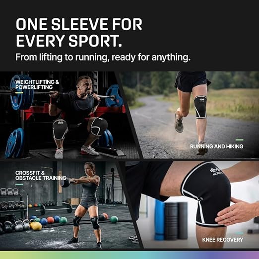 Modvel Strength 7mm Knee Sleeves (Pair) for Weightlifting & Powerlifting (USPA, IPL Approved) | High-Performance Knee Compression Support For Squats, Weight Lifting - Men and Women