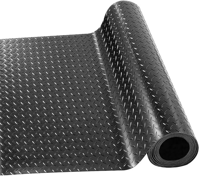 Garage Floor Mat, PVC Flooring Mat Thickened Garage Mats, Heavy Duty Parking Mat Waterproof Nonslip Floor Cover Protector for Car, Trailer, SUV, Basement, Gym (Black) (1 Feet x 76 Feet)