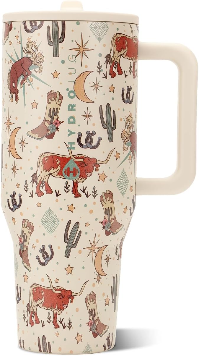 HydroJug Traveler 32oz, Insulated Tumbler with Handle & Straw, Rodeo