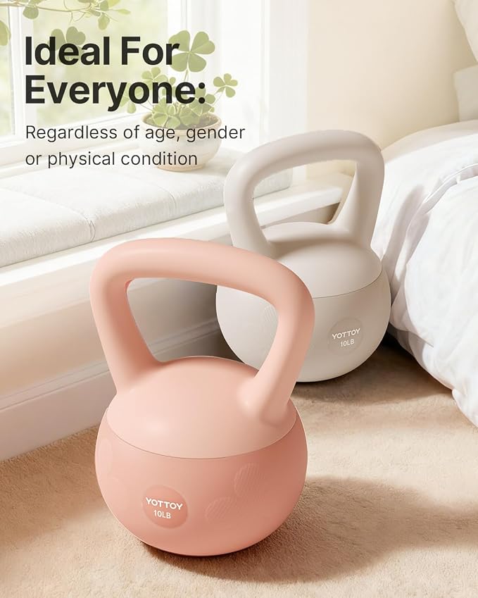 YOTTOY Soft Kettlebell for Home Workouts, Anti-Slip Wide Handle Strength Training Kettlebells, Cushioned Base for Safety - Ideal for Men, Women & Beginners