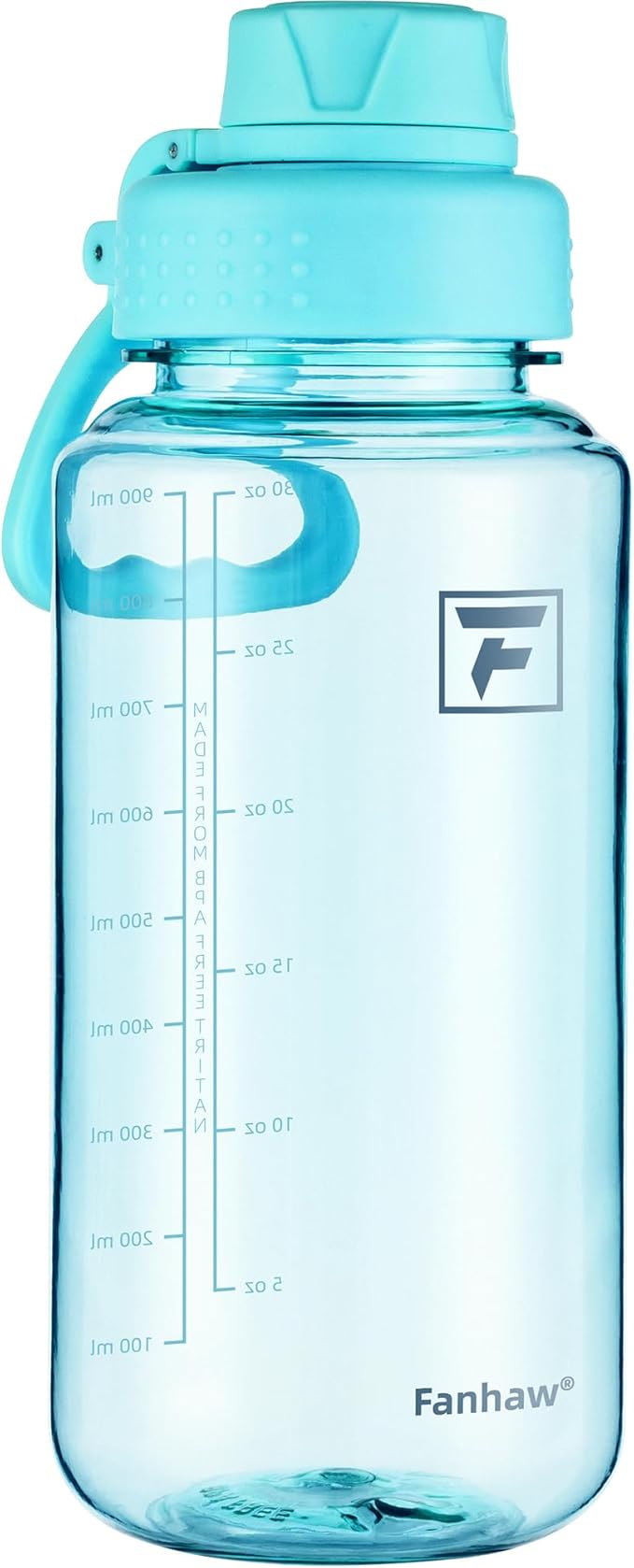 Fanhaw 32 oz Clear BPA-Free Tritan Water Bottle with Fast-Flow Spout Lid, BPA-Free & Leak-Proof Wide-Mouth Reusable Bottle for Gym, School & Office, Back to School Essentials (Baby Blue)