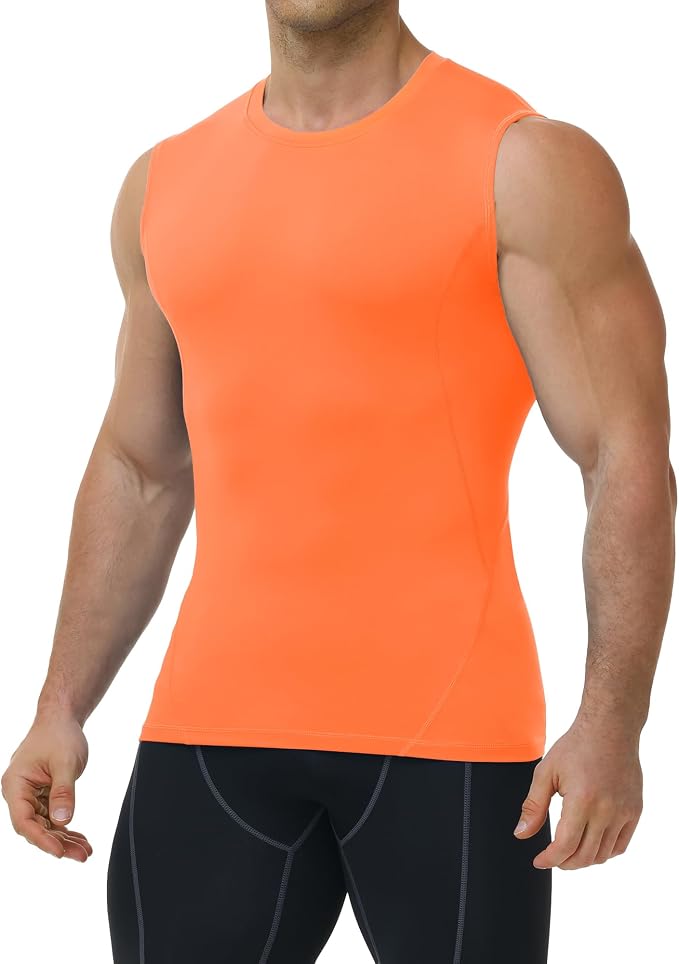 Mens Sleeveless Compression Shirt Athletic Workout Tank Top Quick Dry Muscle Base Layer Undershirt Gym Running