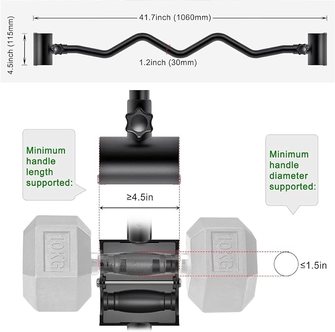 Kipika Adjustable Dumbbell to Barbell Converter - EZ Curling Bar Adapter - Versatile Weightlifting Equipment for Home Gym