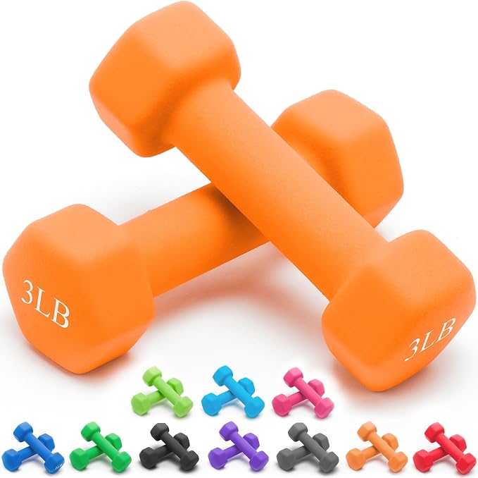 Portzon 8 Colors Options Compatible with Set of 2 Rubber Dumbbell Weight, 5-50 LB, Anti-Slip, Anti-roll, Hex Shape
