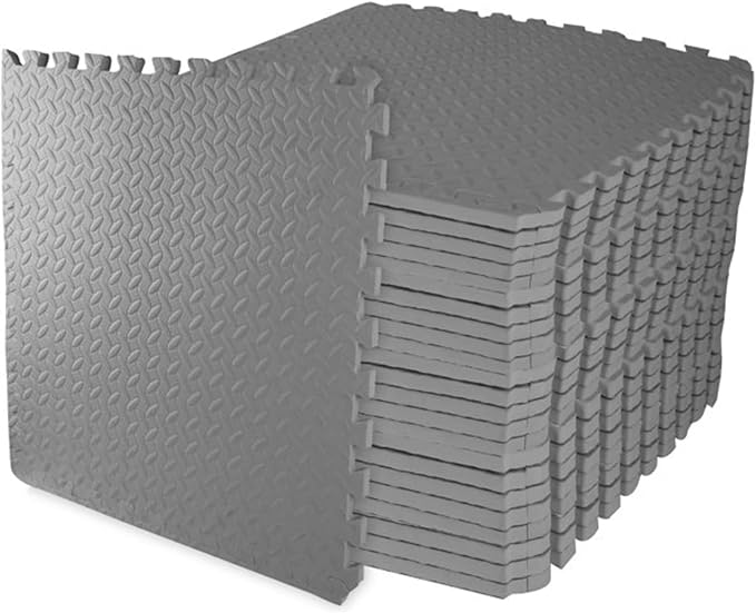 BalanceFrom Puzzle Exercise Mat 3/4" Thick, EVA Interlocking Foam Floor Tiles for Home Gym, Mat for Home Workout Equipment, Floor Padding for Kids, Gray, 24 in x 24 in x 3/4 in, 96 Sq Ft - 24 Tiles | Tiles for Home Gym, Mat for Home Workout Equipment, ...