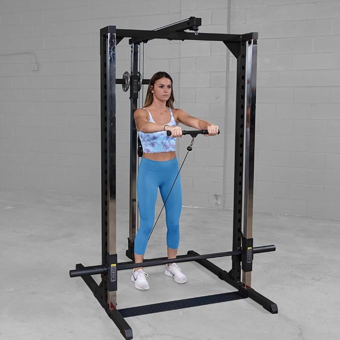 Body-Solid (BFLA250) Power Rack LAT Attachment - Transform Your Power Cage (BFSM250) into a Home Gym with High and Low Pulley System for LAT Pulldowns, Rows, Biceps Curls, Shrugs