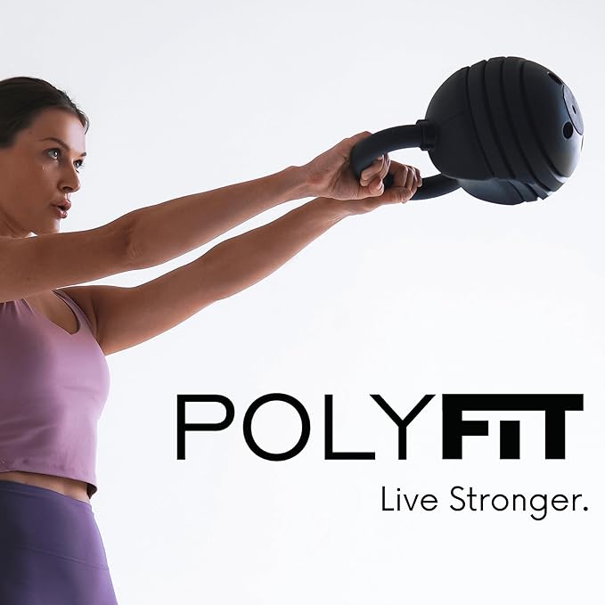 Polyfit Adjustable Kettlebell Set - 5-in-1 Weights for Home Gym | 5-in-1 adjustable weight design, 30/40/50 lb options, non-slip grip, cast iron build, compact for home gyms